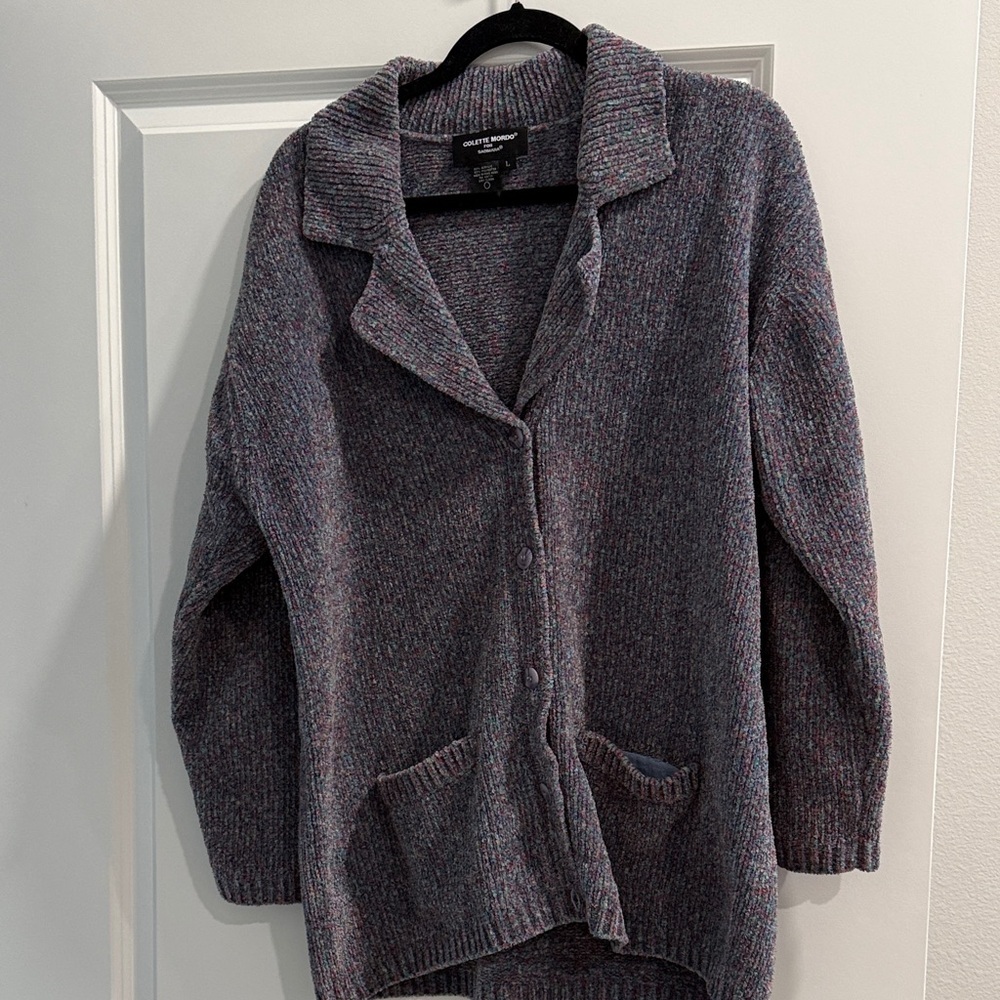Colette Mordo  Gray blue Button-Front Women's Sweater Shacket sz l